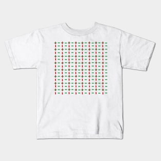 Christmas red and green horizontal and vertical stitches Kids T-Shirt